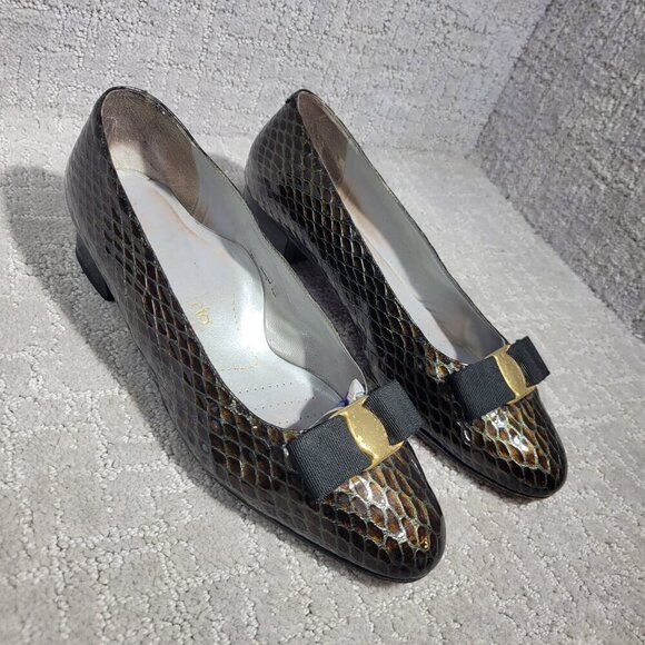 Alexandria Made in Italy Women's Size 7 US Brown Leather Animal print Pump Heels - Picture 12 of 12